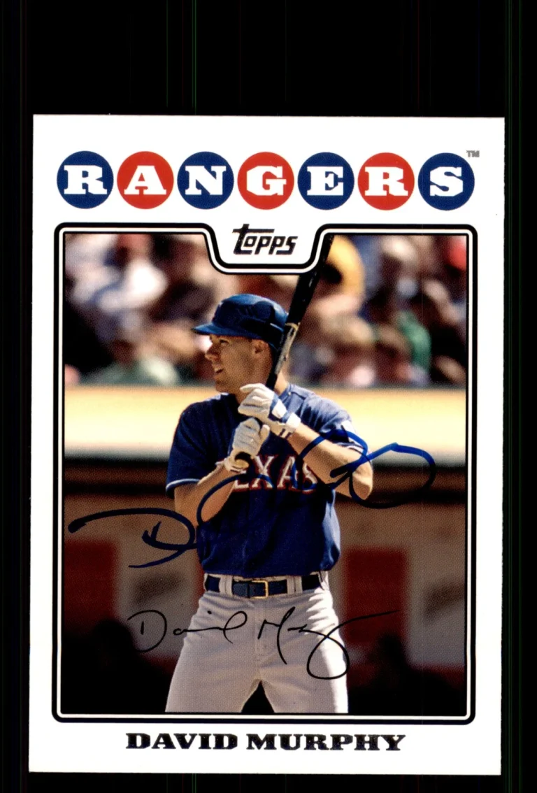 Signed Baseball Card Auto David Murphy 2008 Topps #254 Texas Rangers