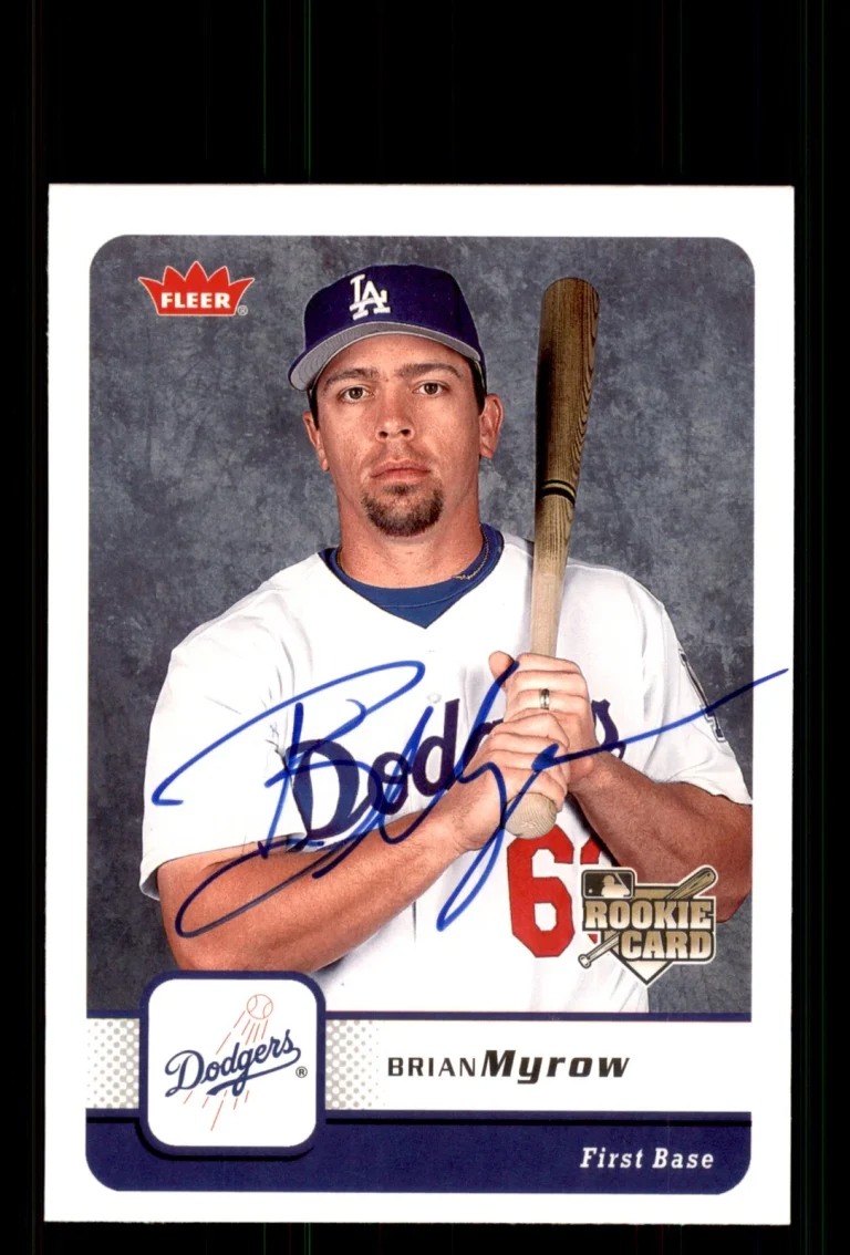 Signed Baseball Card Auto Brian Myrow 2006 Fleer #150 Los Angeles Dodgers