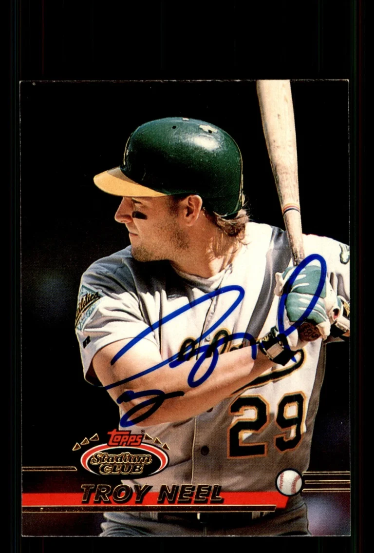 Signed Baseball Card Auto Troy Neel 1993 Stadium Club #429 Oakland Athletics