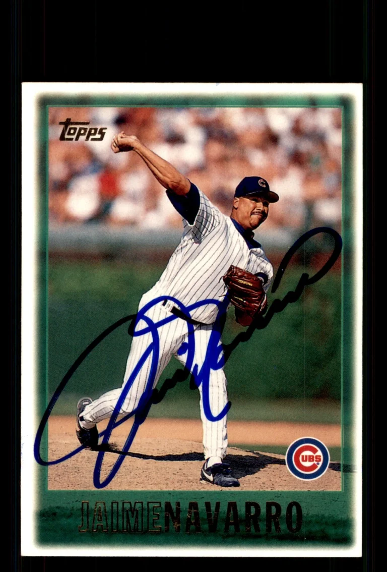 Signed Baseball Card Auto Jaime Navarro 1997 Topps #21 Chicago Cubs