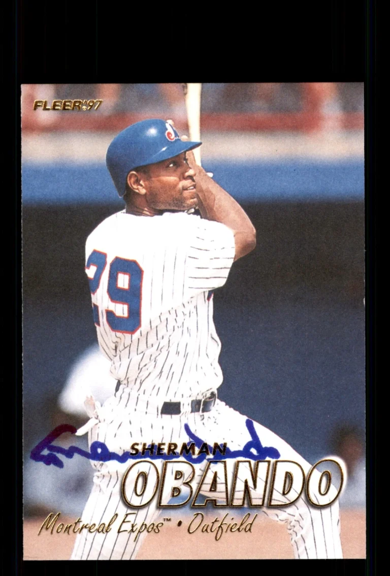 Signed Baseball Card Auto Sherman Obando 1997 Fleer #573 Montreal Expos