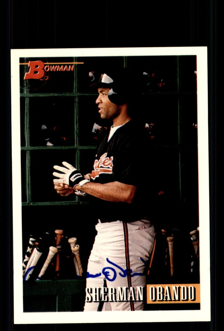 Signed Baseball Card Auto Sherman Obando 1993 Bowman #29 Baltimore Orioles