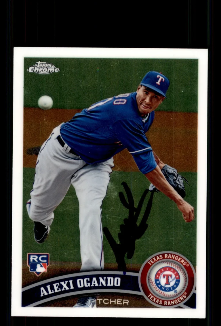 Signed Baseball Card Auto Alexi Ogando 2011 Topps Chrome #188 Texas Rangers