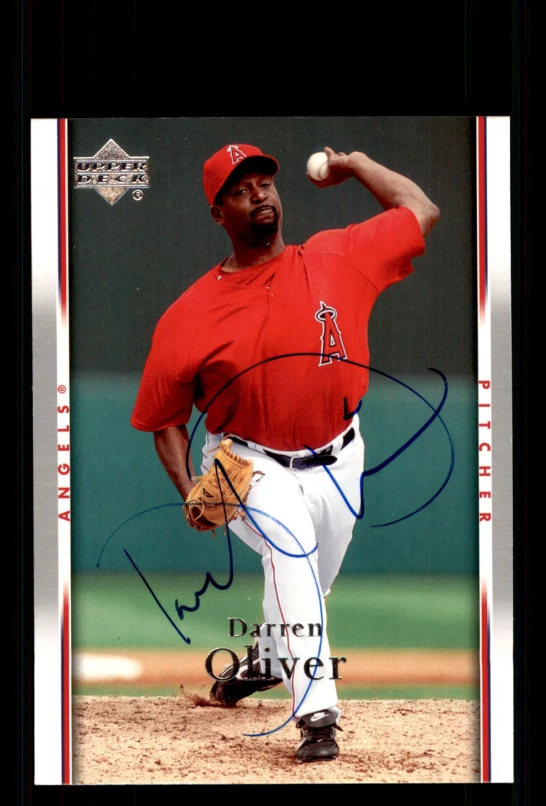 Signed Baseball Card Auto Darren Oliver 2007 Upper Deck #755 Los Angeles Angels