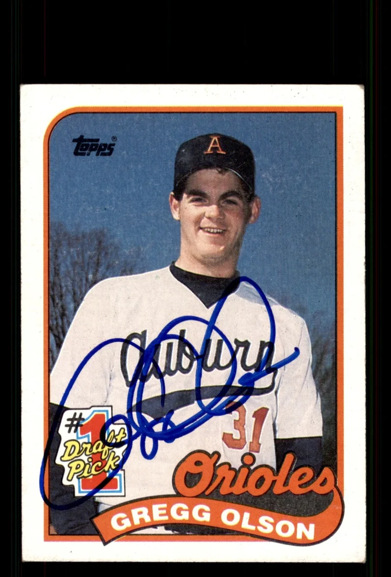 Signed Baseball Card Auto Gregg Olson 1989 Topps #161 Baltimore Orioles