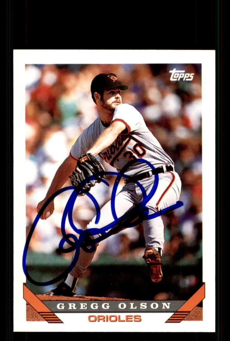 Signed Baseball Card Auto Gregg Olson 1993 Topps #246 Baltimore Orioles
