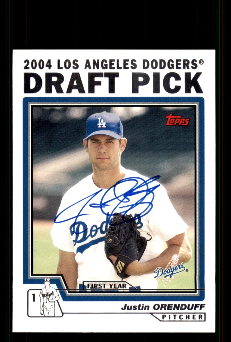 Signed Baseball Card Auto Justin Orenduff 2004 Topps Traded #T81 Dodgers
