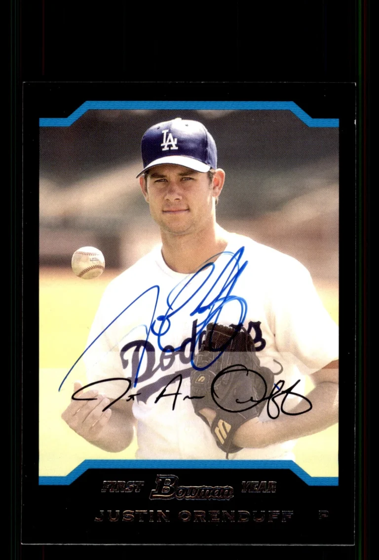 Signed Baseball Card Auto Justin Orenduff 2004 Bowman #BDP68 Dodgers