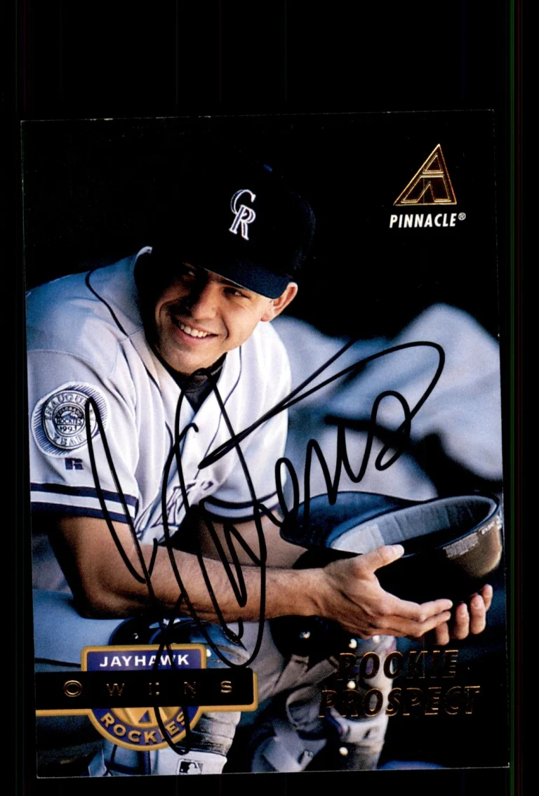 Signed Baseball Card Auto Jayhawk Owens 1994 Pinnacle #418 Colorado Rockies