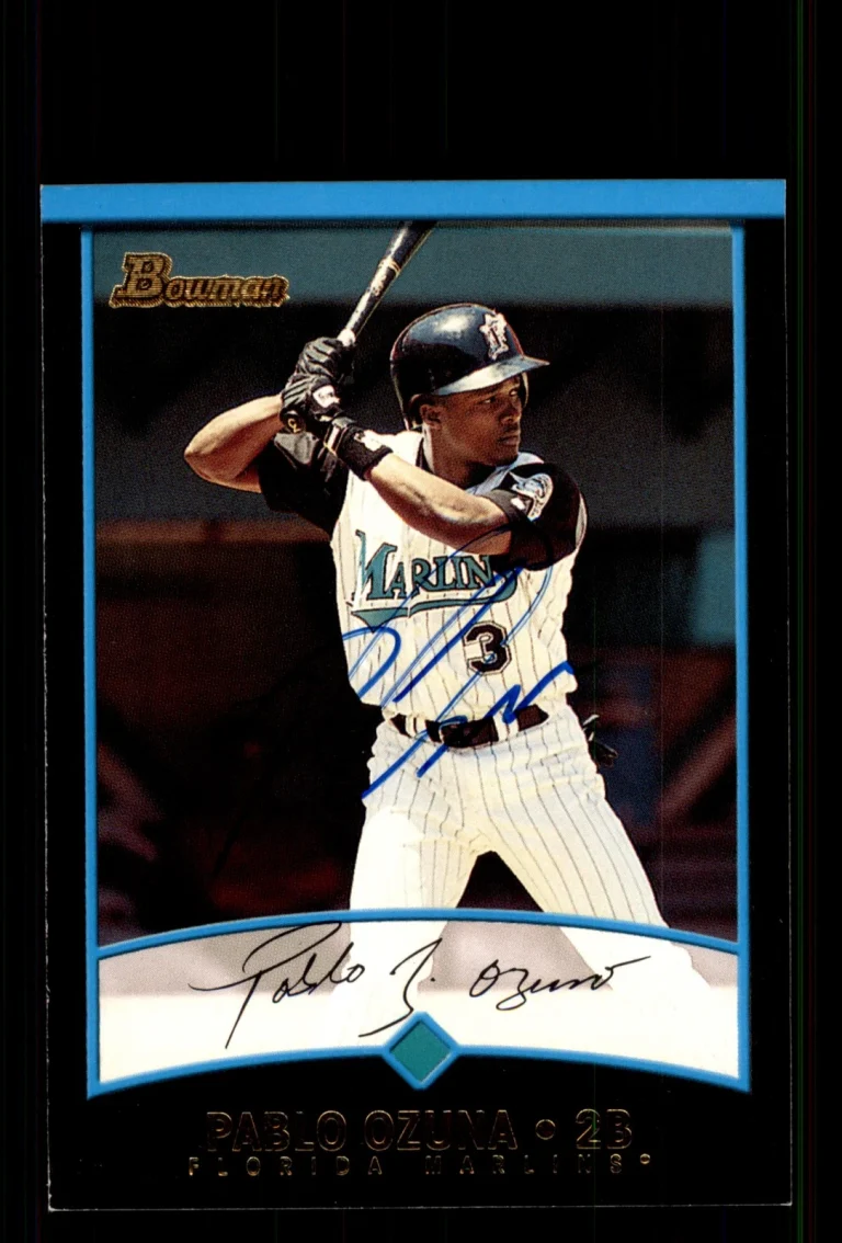 Signed Baseball Card Auto Pablo Ozuna 2001 Bowman #252 Florida Marlins