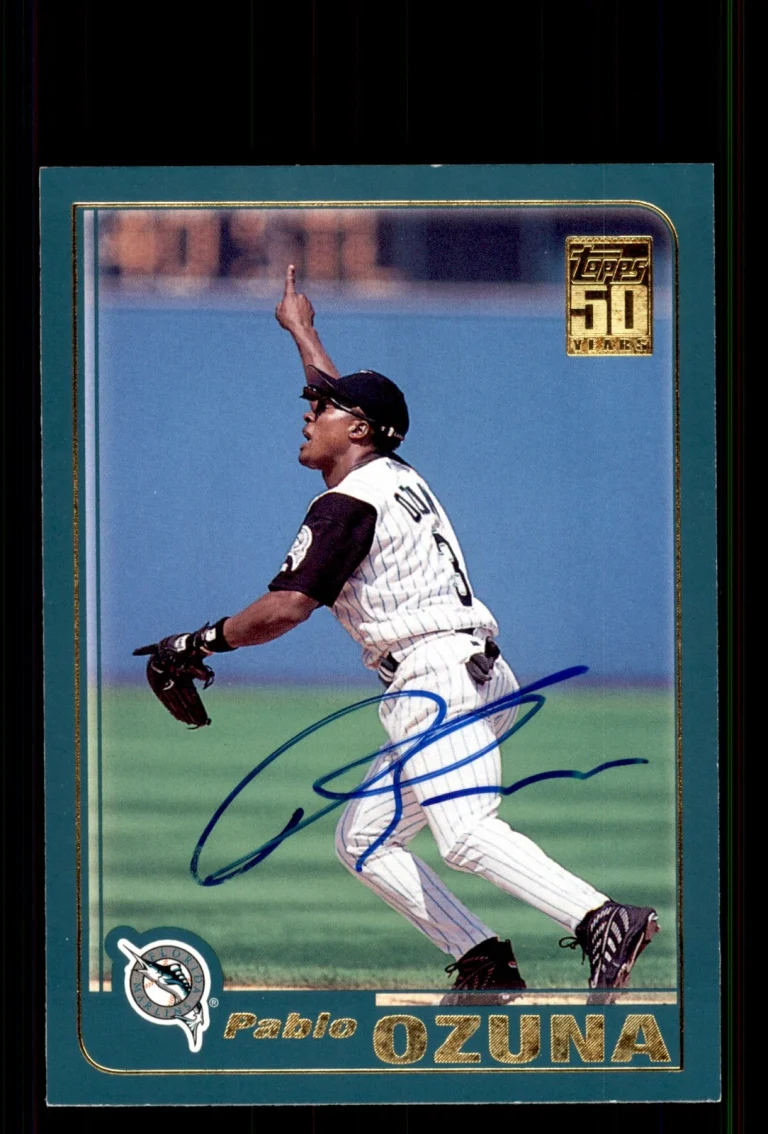 Signed Baseball Card Auto Pablo Ozuna 2001 Topps #480 Florida Marlins