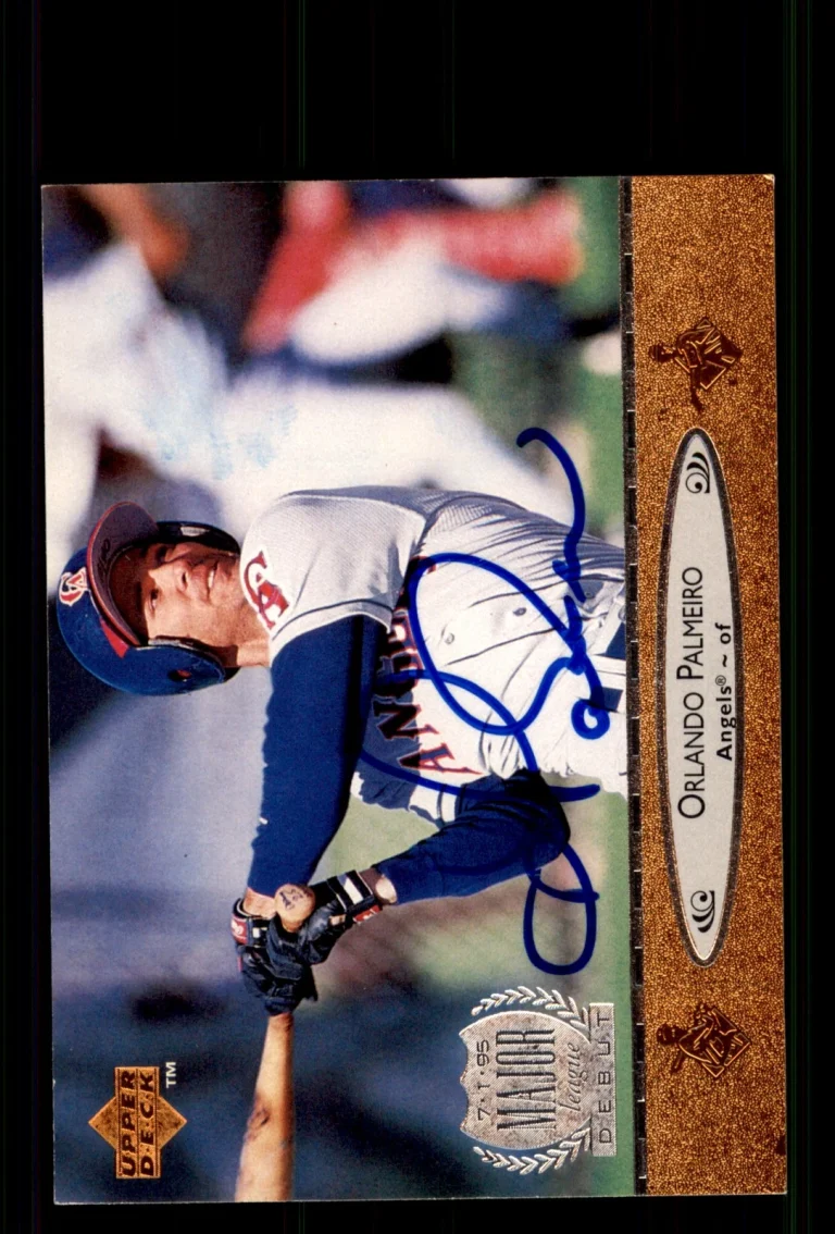 Signed Baseball Card Auto Orlando Palmeiro 1996 Upper Deck #32 California Angels