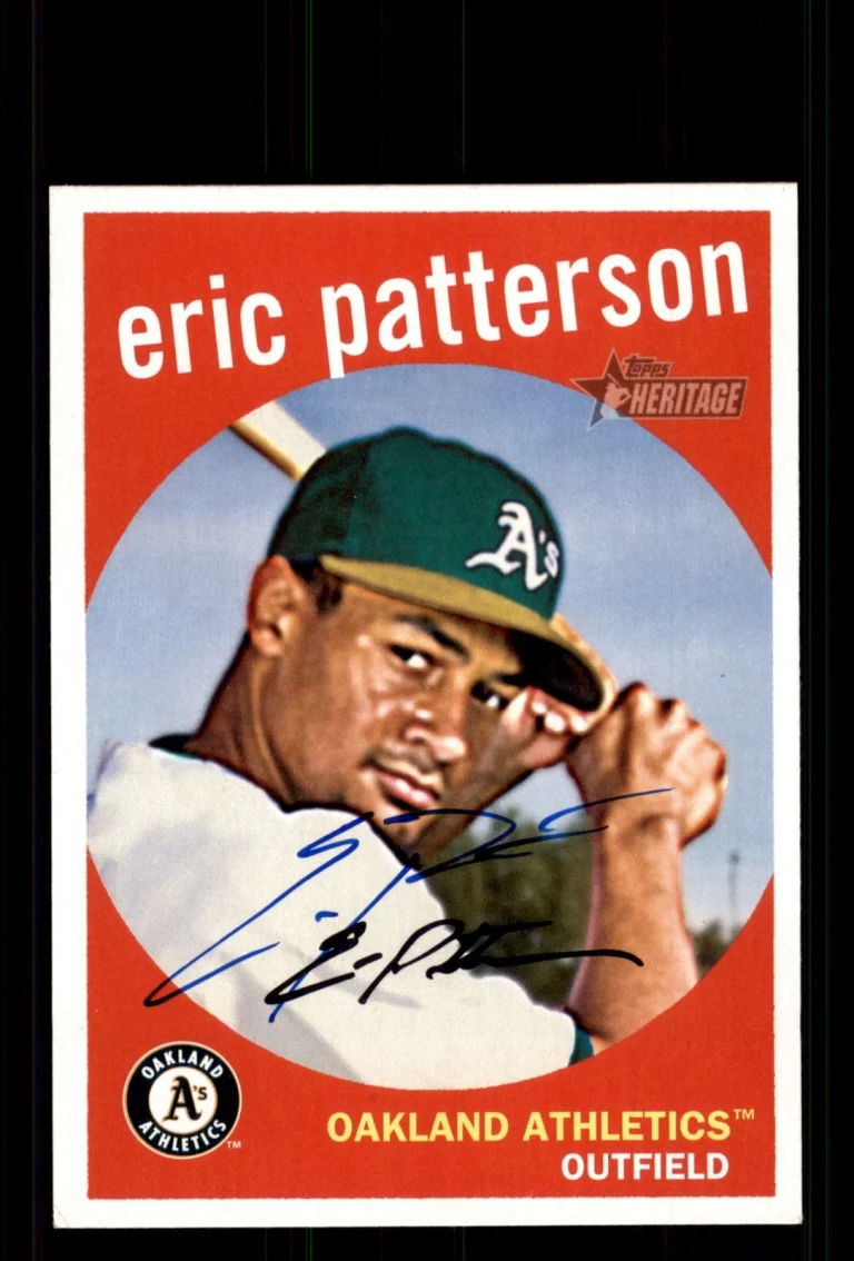 Signed Baseball Card Auto Eric Patterson 2008 Topps Heritage #689 Athletics