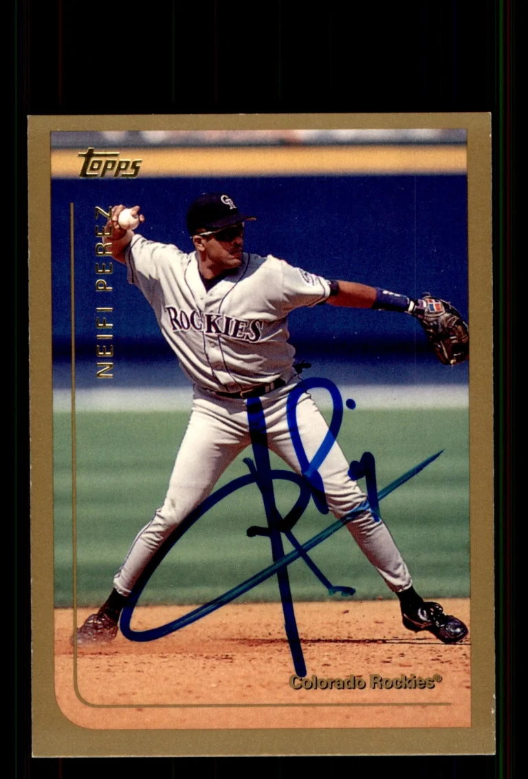 Signed Baseball Card Auto Neifi Perez 1999 Topps #97 Colorado Rockies