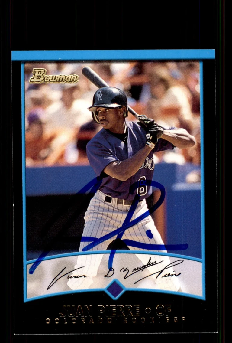 Signed Baseball Card Auto Juan Pierre 2001 Bowman #421 Colorado Rockies