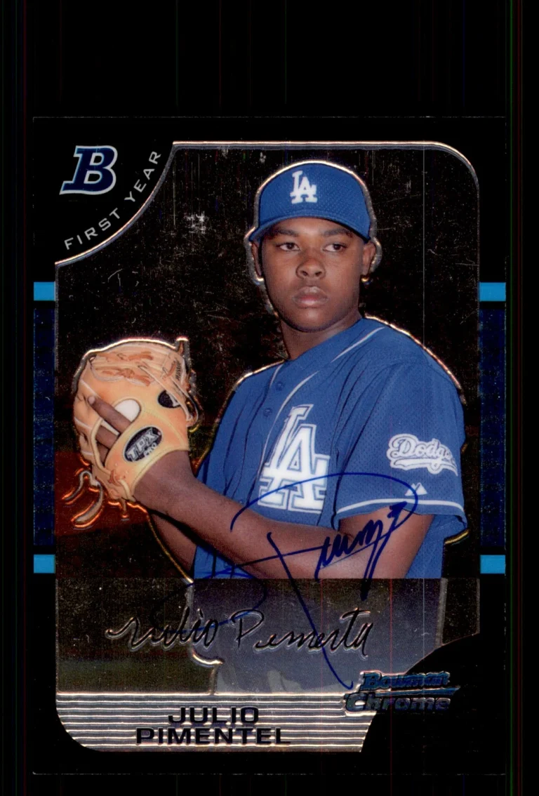 Signed Baseball Card Auto Julio Pimentel 2005 Bowman Chrome #286 Dodgers