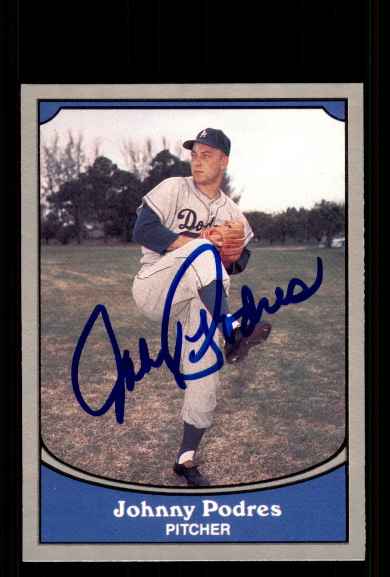 Signed Baseball Card Auto Johnny Podres 1990 Pacific Legends #45 Dodgers