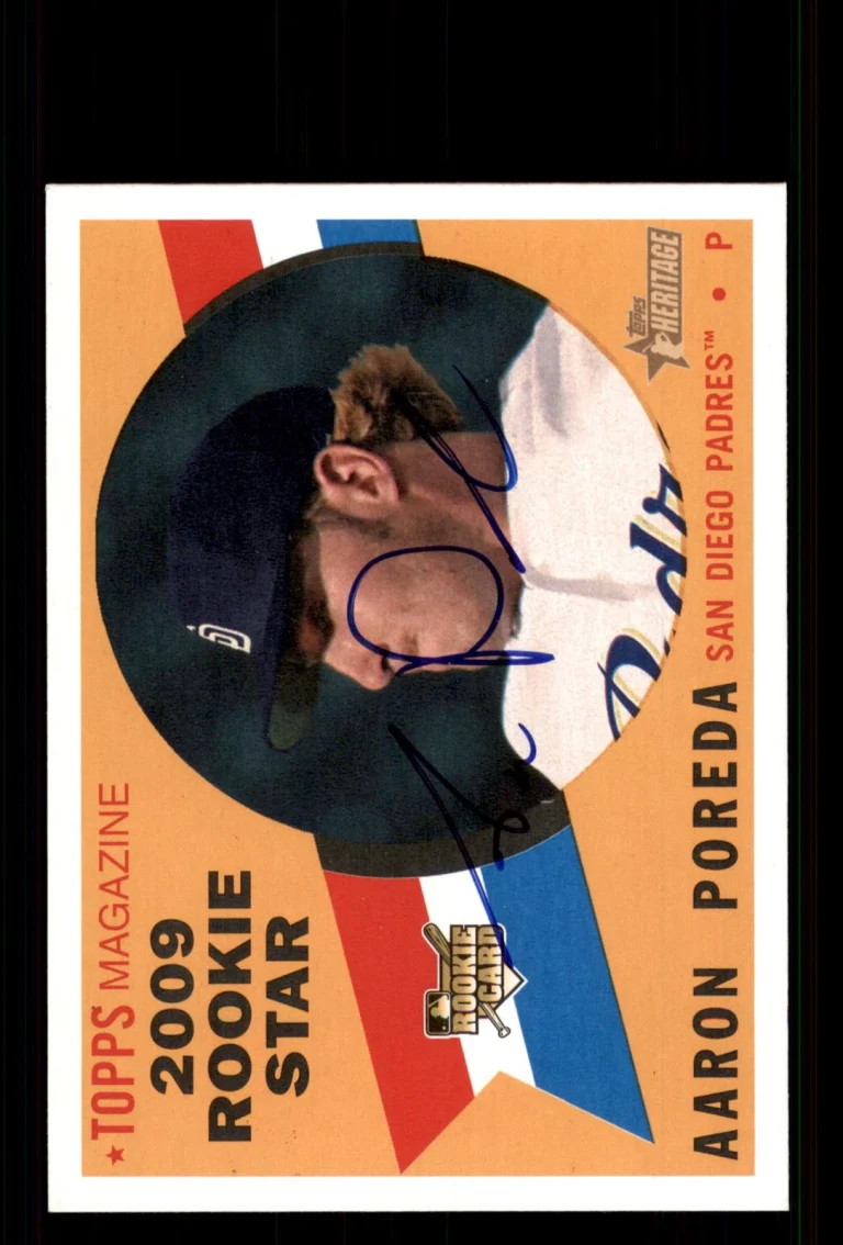 Signed Baseball Card Auto Aaron Poreda 2009 Topps Heritage #503 San Diego Padres