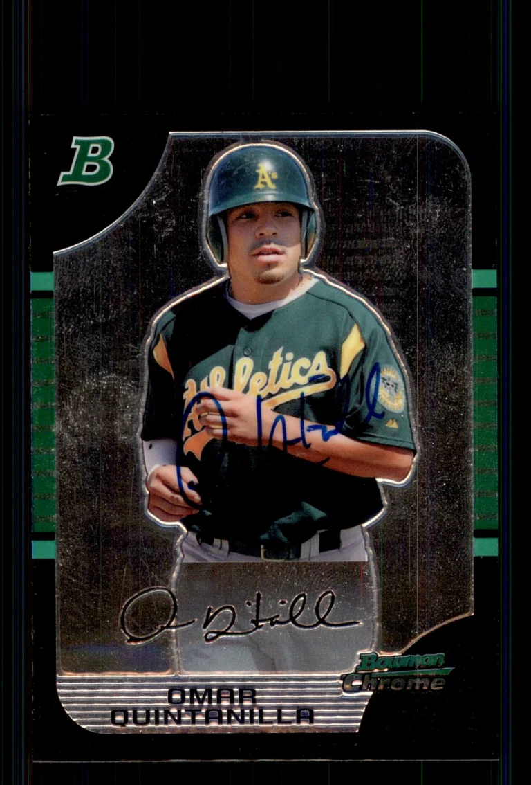 Signed Baseball Card Auto Omar Quintanilla 2005 Bowman Chrome #141 Athletics
