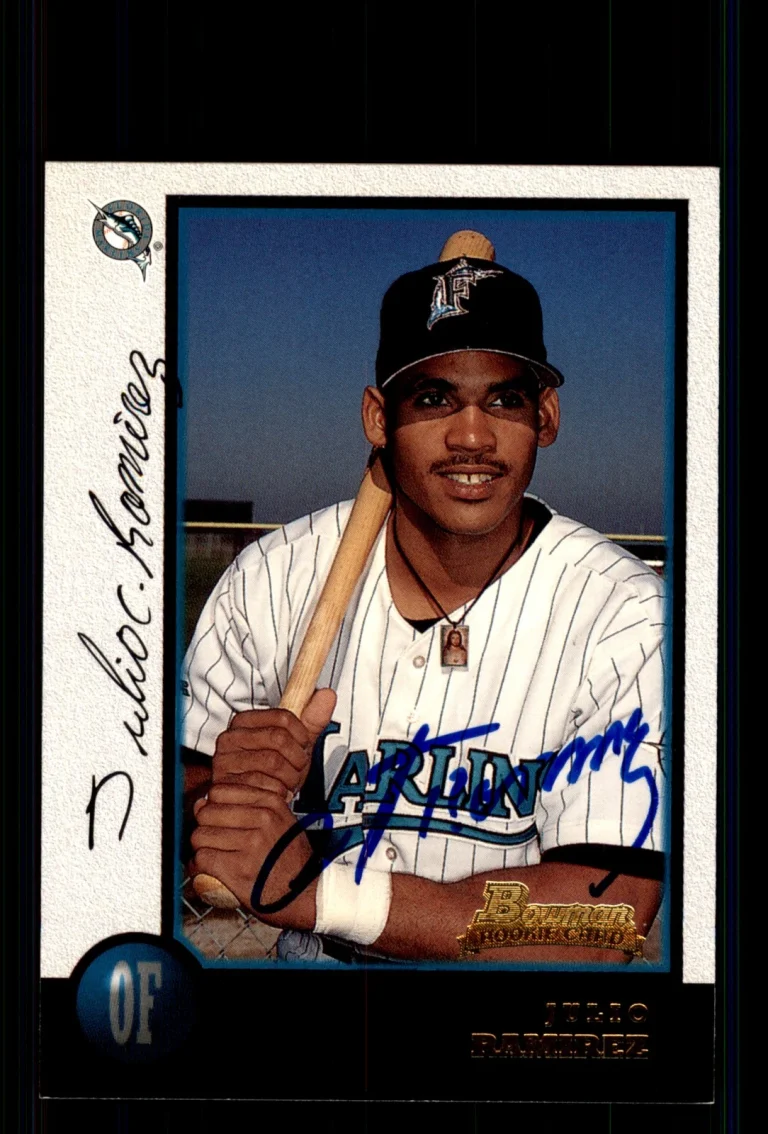 Signed Baseball Card Auto Julio Ramirez 1998 Bowman #379 Florida Marlins