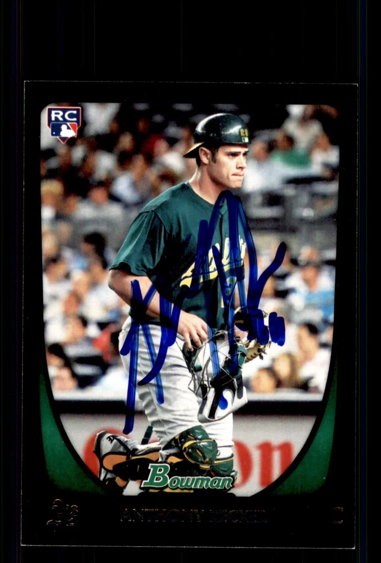 Signed Baseball Card Auto Anthony Recker 2011 Bowman Draft #46 Athletics