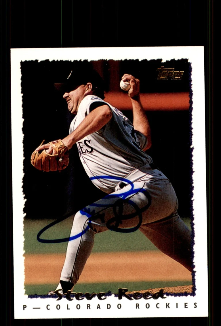 Signed Baseball Card Auto Steve Reed 1995 Topps #321 Colorado Rockies