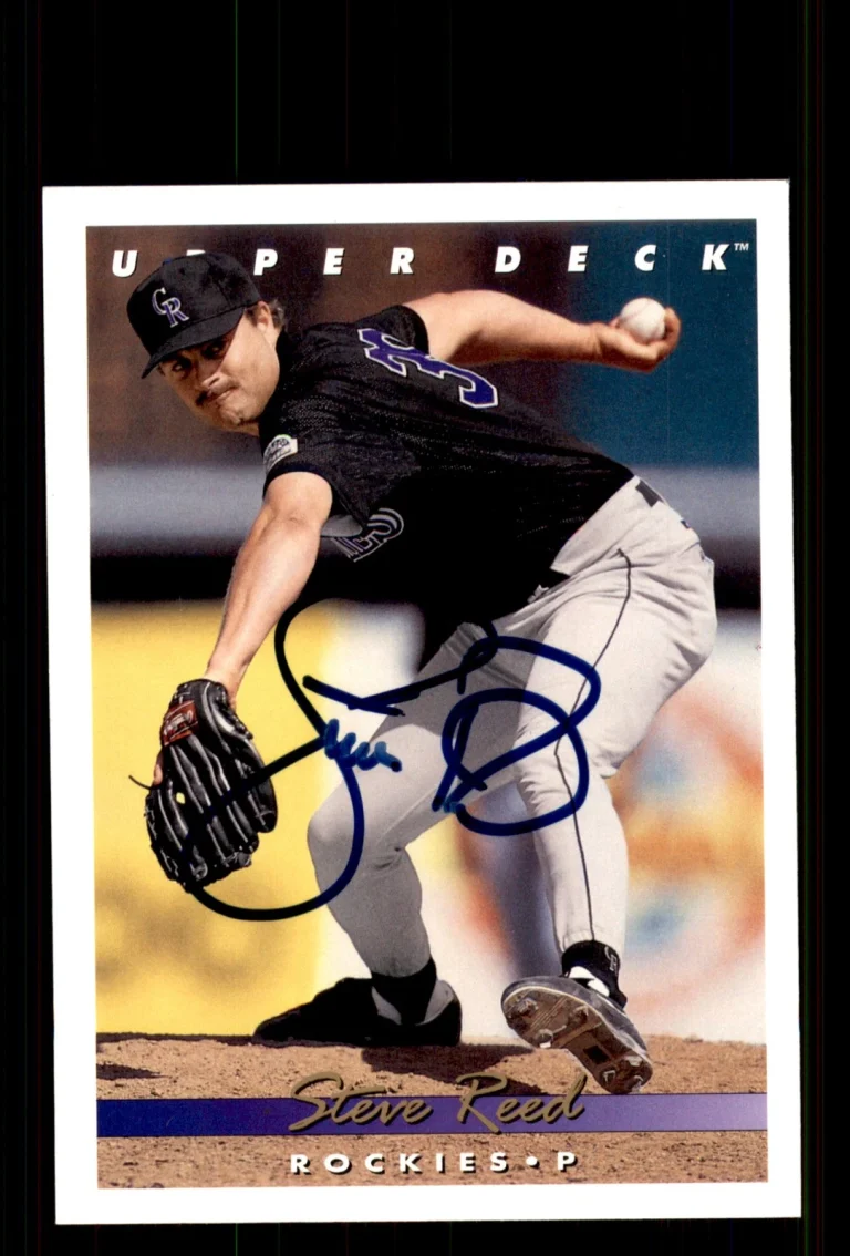 Signed Baseball Card Auto Steve Reed 1993 Upper Deck #752 Colorado Rockies