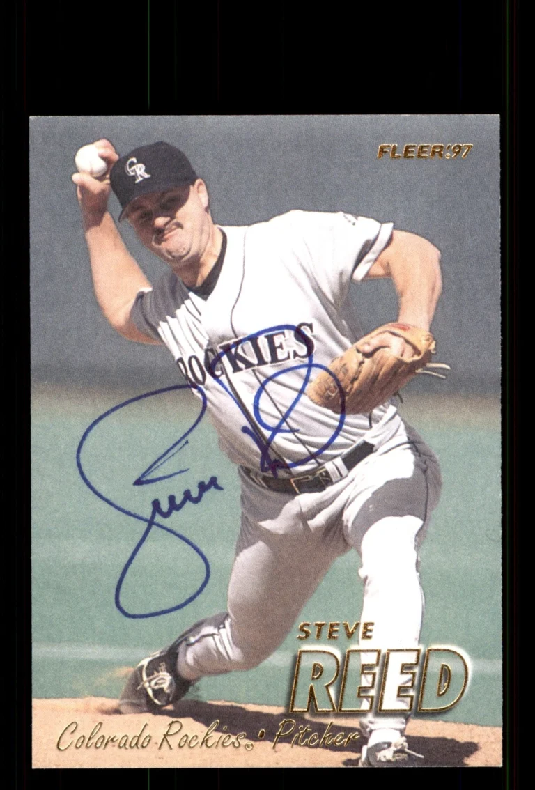 Signed Baseball Card Auto Steve Reed 1997 Fleer #315 Colorado Rockies