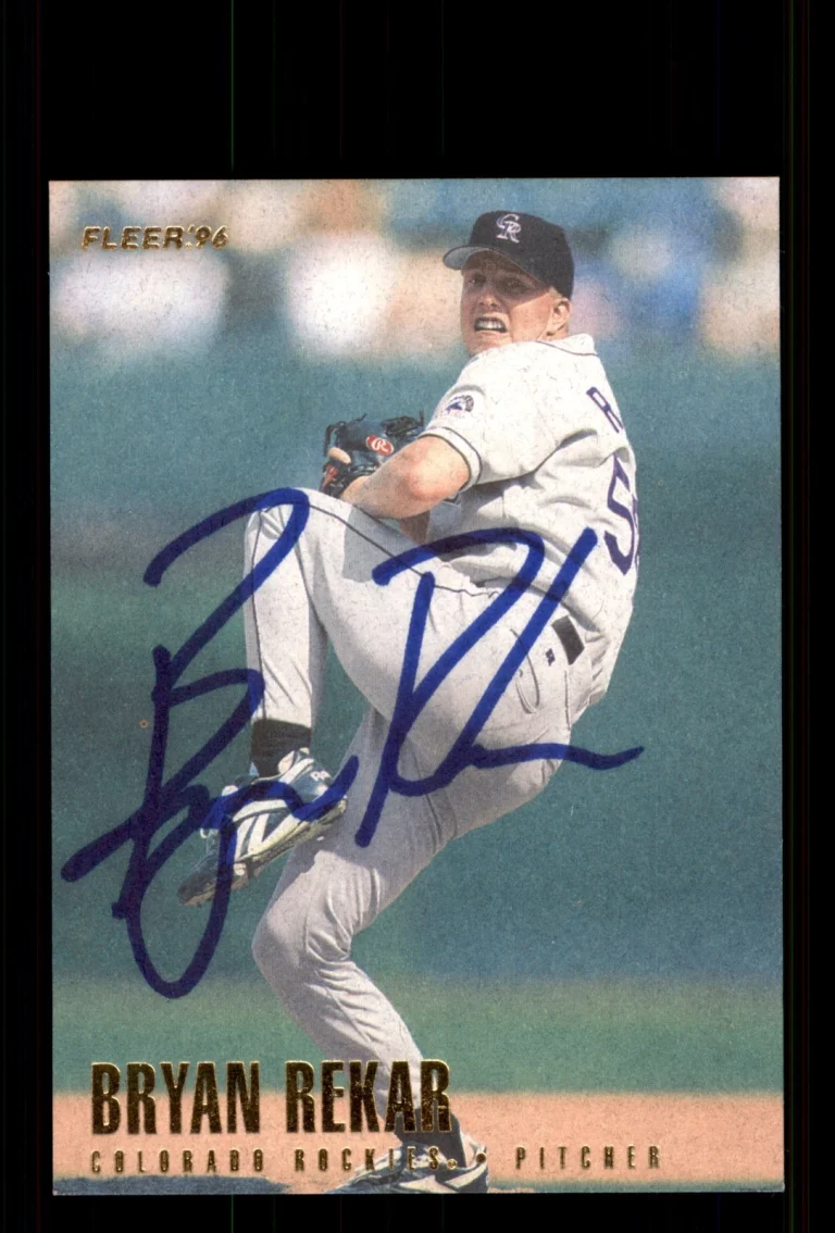 Signed Baseball Card Auto Bryan Rekar 1996 Fleer #371 Colorado Rockies