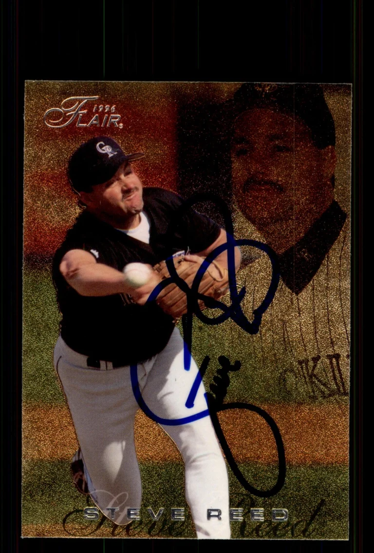 Signed Baseball Card Auto Steve Reed 1996 Flair #249 Colorado Rockies