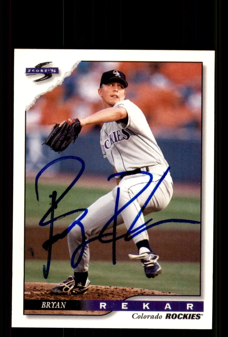 Signed Baseball Card Auto Bryan Rekar 1996 Score #463 Colorado Rockies