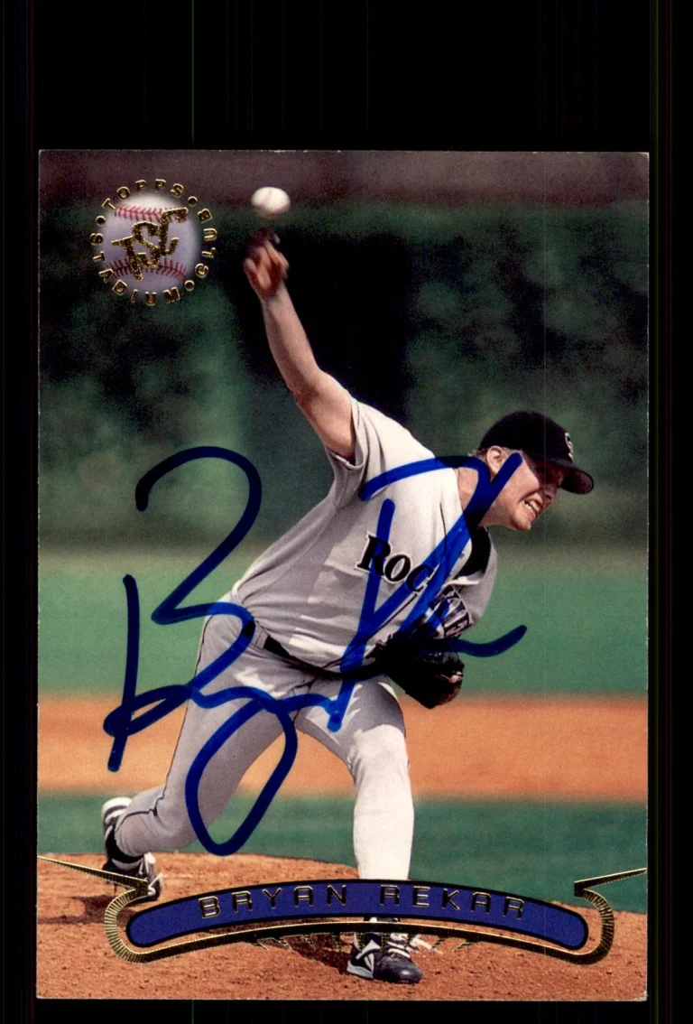 Signed Baseball Card Auto Bryan Rekar 1996 Stadium Club #107 Colorado Rockies