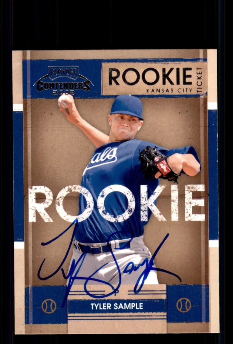 Signed Baseball Card Auto Tyler Sample 2008 Playoff Contenders #48 Royals