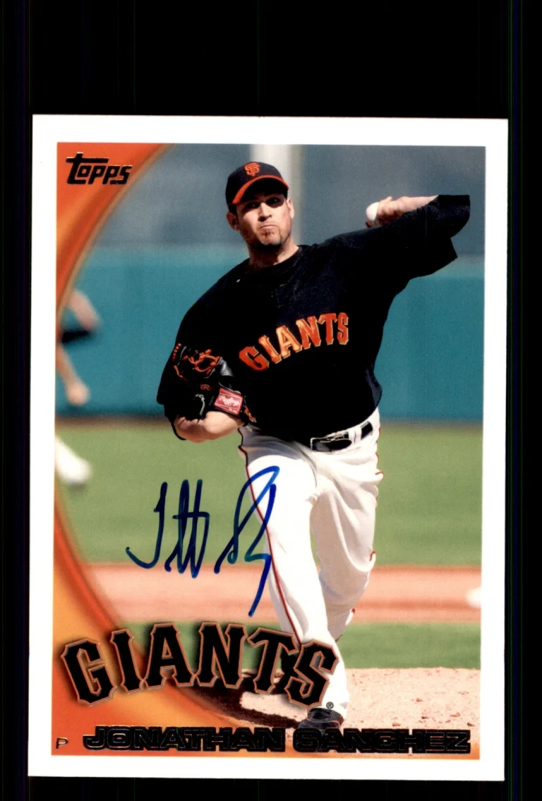 Signed Baseball Card Auto Jonathan Sanchez 2010 Topps #28 San Francisco Giants