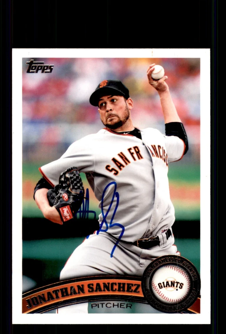 Signed Baseball Card Auto Jonathan Sanchez 2011 Topps #229 San Francisco Giants