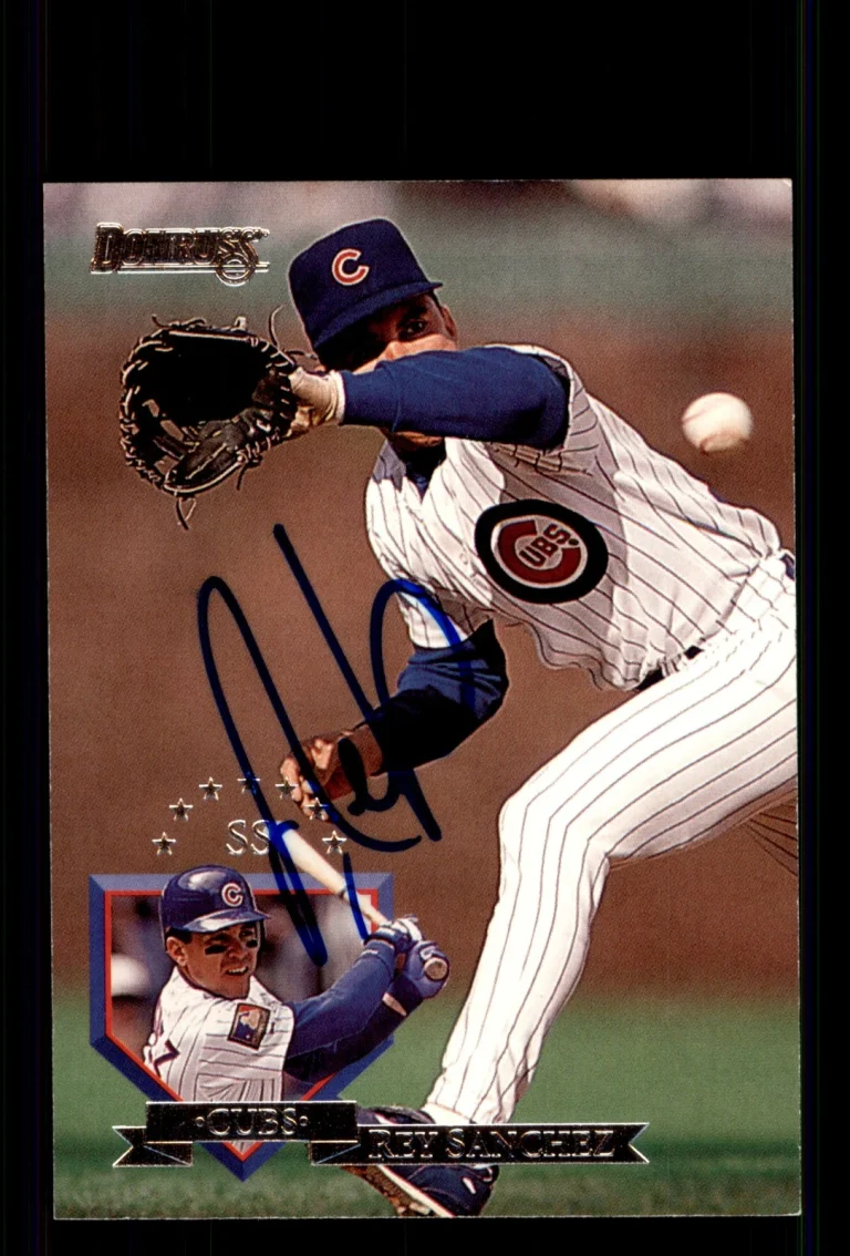 Signed Baseball Card Auto Rey Sanchez 1995 Donruss #173 Chicago Cubs