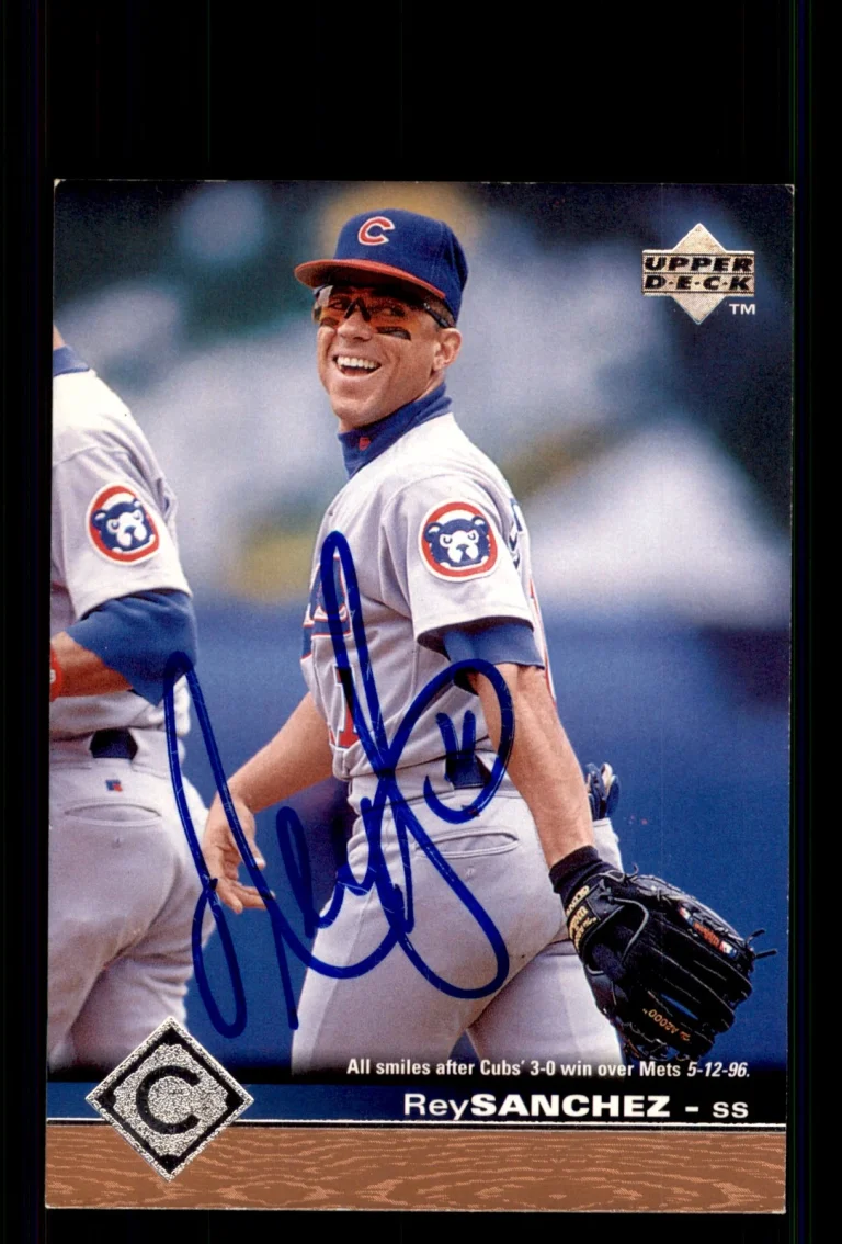 Signed Baseball Card Auto Rey Sanchez 1997 Upper Deck #32 Chicago Cubs