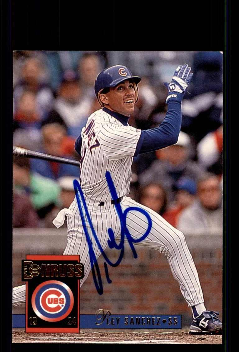 Signed Baseball Card Auto Rey Sanchez 1994 Donruss #383 Chicago Cubs