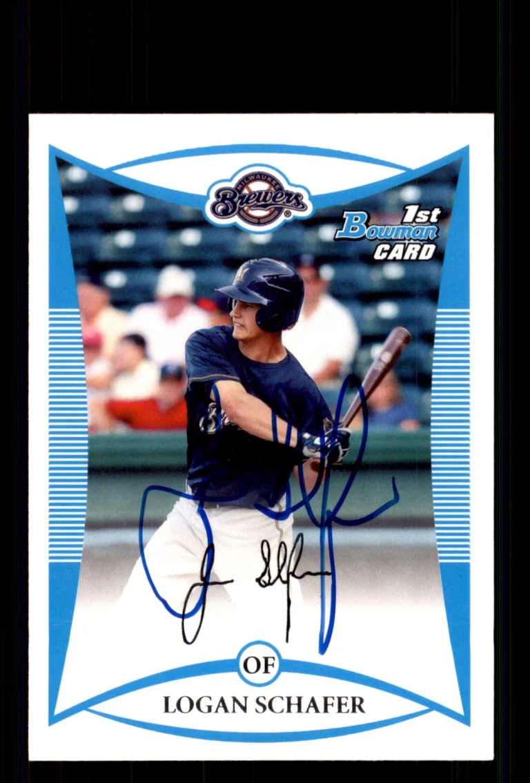 Signed Baseball Card Auto Logan Schafer 2008 Bowman #BDPP37 Brewers