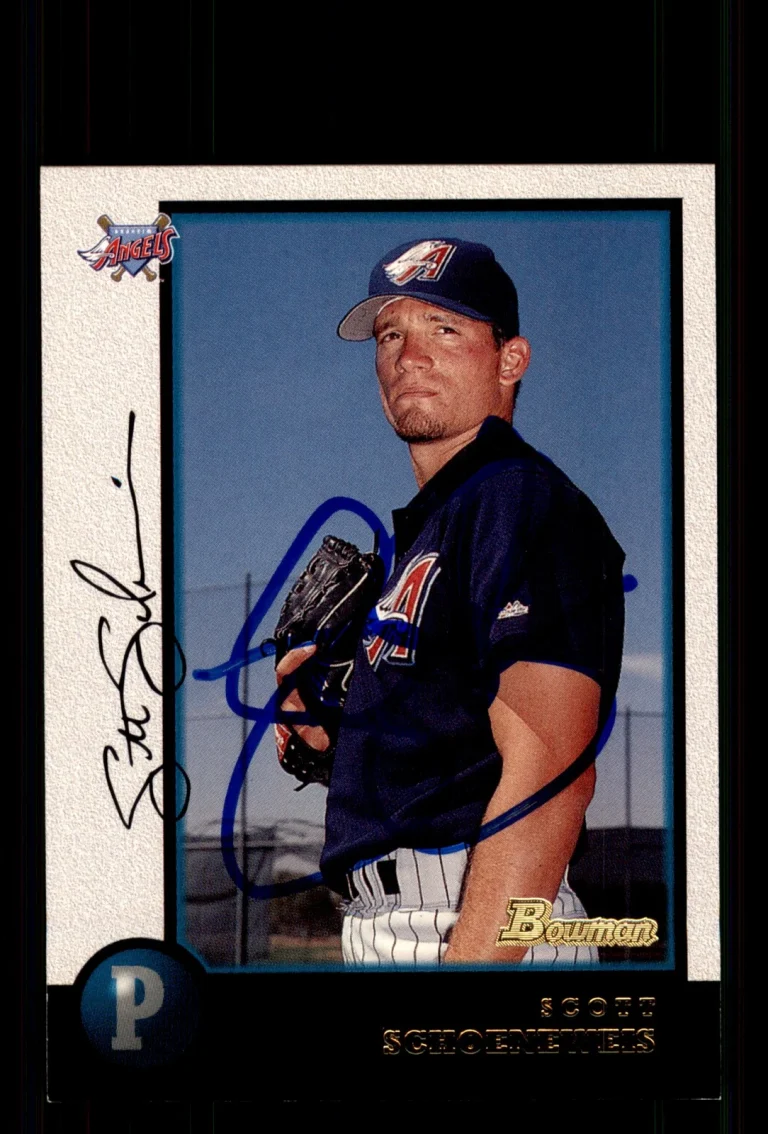 Signed Baseball Card Auto Scott Schoeneweis 1998 Bowman #126 Anaheim Angels