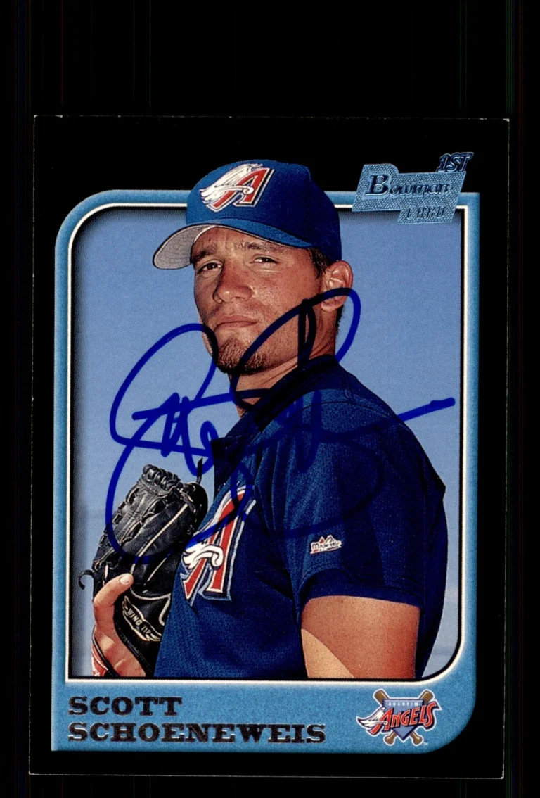 Signed Baseball Card Auto Scott Schoeneweis 1997 Bowman #370 Anaheim Angels