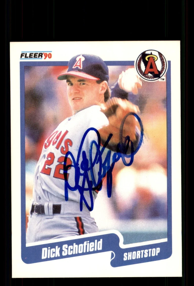 Signed Baseball Card Auto Dick Schofield 1990 Fleer #144 California Angels