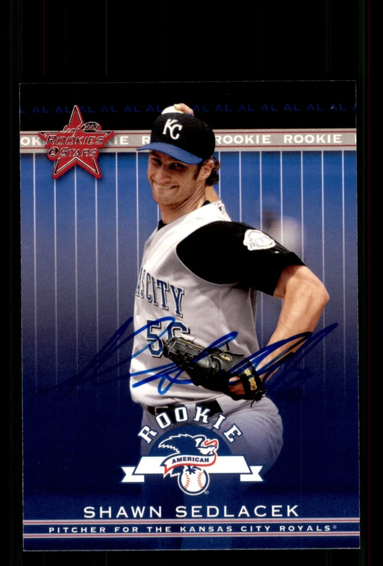 Signed Baseball Card Auto Shawn Sedlacek 2002 Leaf Rookies & Stars #371 Royals