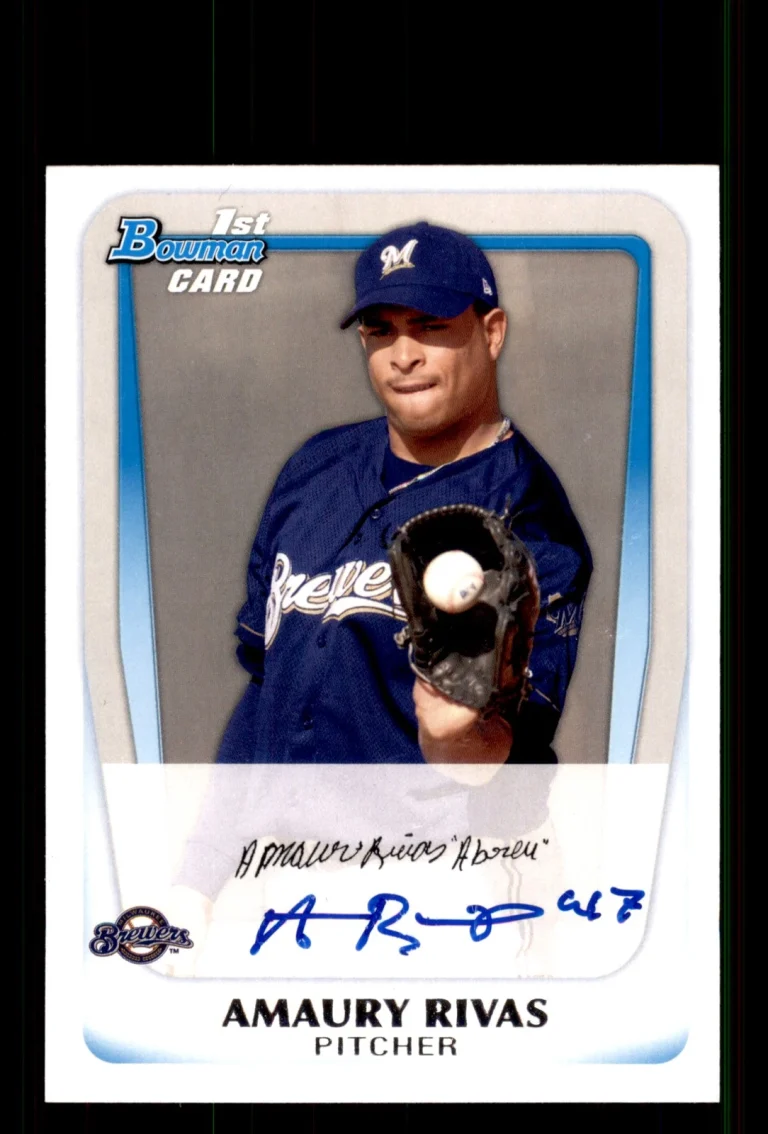 Signed Baseball Card Auto Amaury Rivas 2011 Bowman #BP27 Milwaukee Brewers