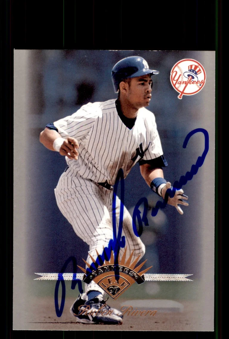 Signed Baseball Card Auto Ruben Rivera 1997 Leaf #30 New York Yankees