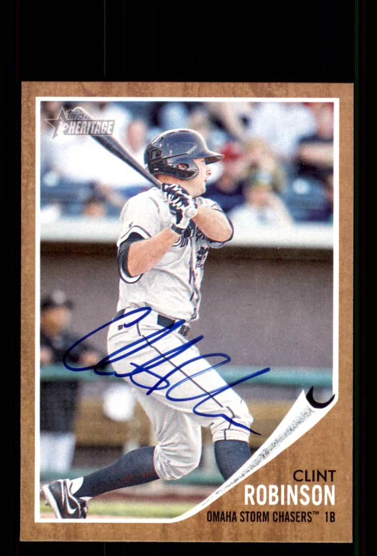 Signed Baseball Card Auto Clint Robinson 2011 Topps Heritage Minor League #196