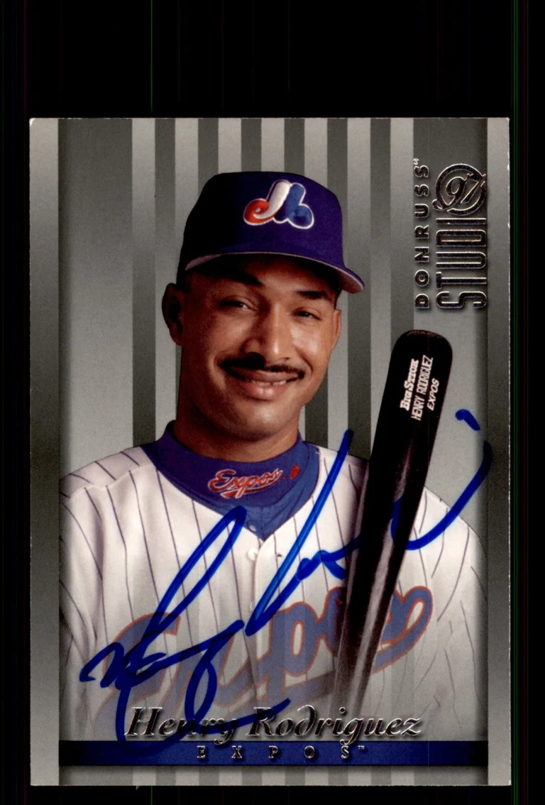 Signed Baseball Card Auto Henry Rodriguez 1997 Studio #27 Montreal Expos
