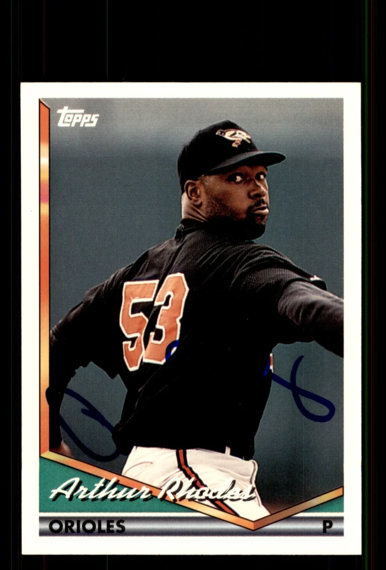 Signed Baseball Card Auto Arthur Rhodes 1994 Topps #477 Baltimore Orioles