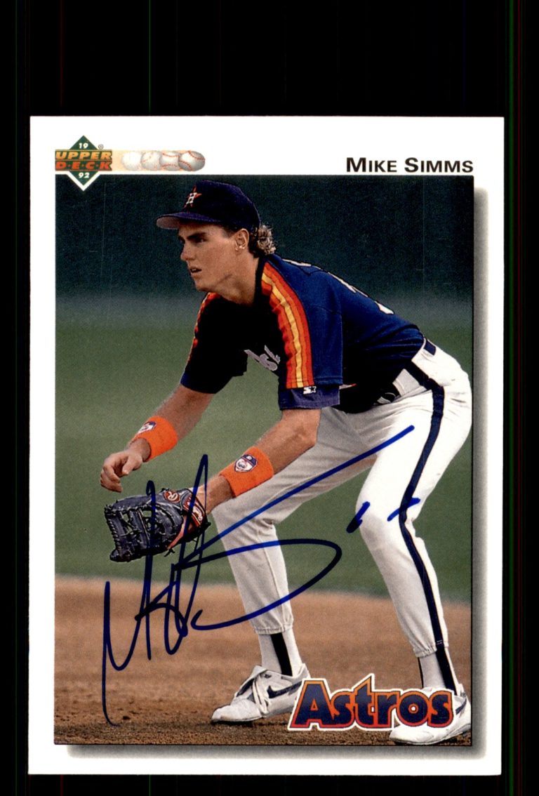 Signed Baseball Card Auto Mike Simms 1992 Upper Deck #584 Houston Astros