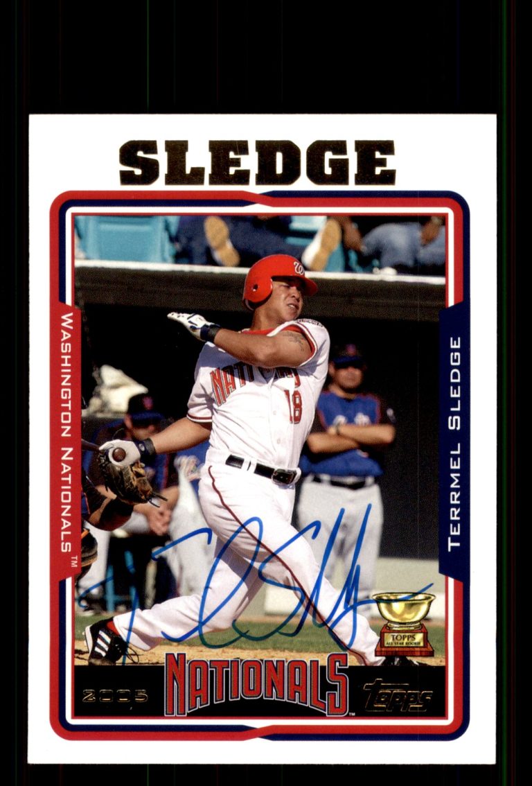 Signed Baseball Card Auto Terrmel Sledge 2005 Topps #418 Washington Nationals